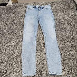 Hidden Ankle Skinny Jeans,Lightwash Faded Stretch,Sz 29,clean Cut 10" Rise